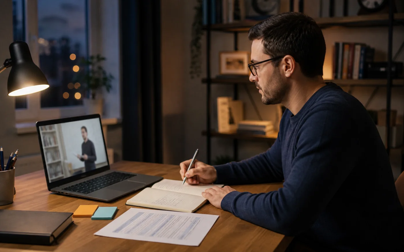 Opositor siguiendo el curso intensivo online desde su zona de estudio